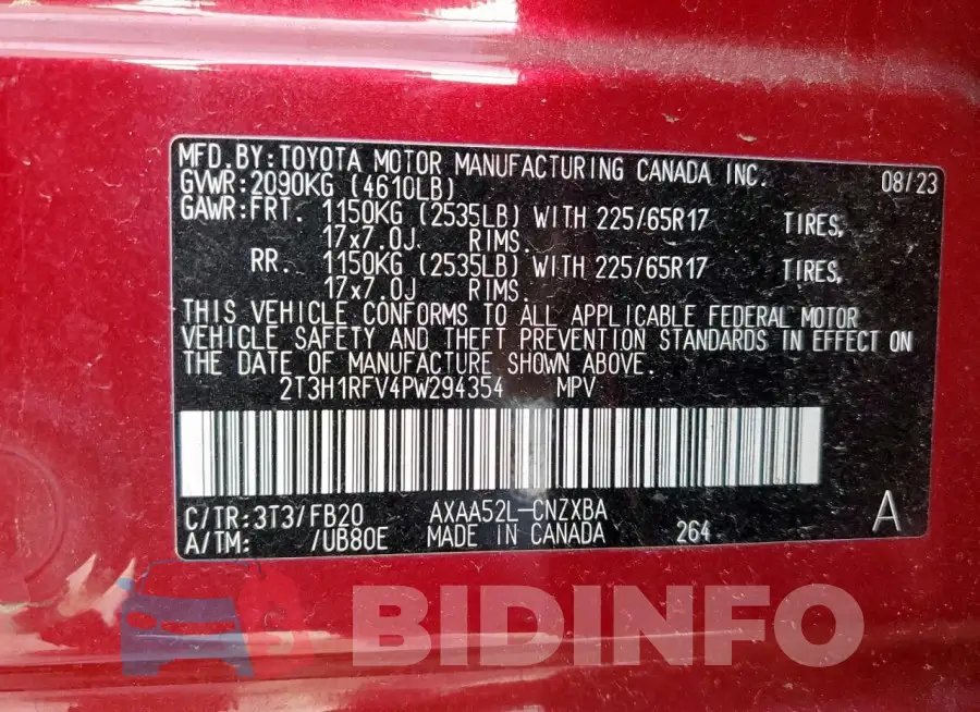 2T3H1RFV4PW294354 Photo# 13