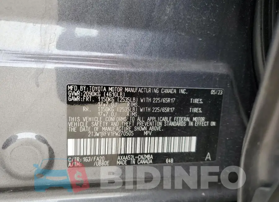 2T3W1RFV1PW270505 Photo# 13