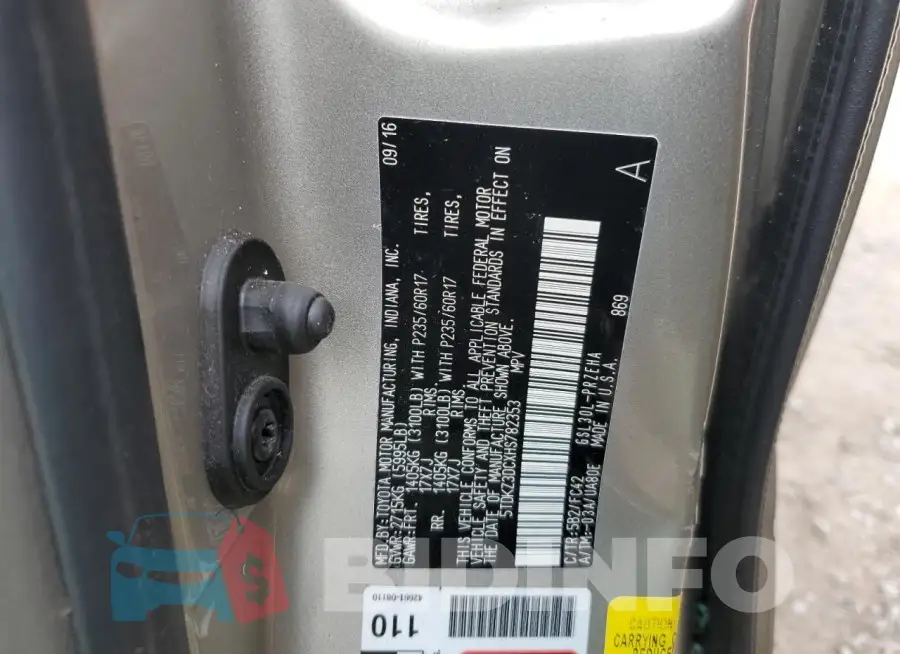 5TDKZ3DCXHS782353 Photo# 13