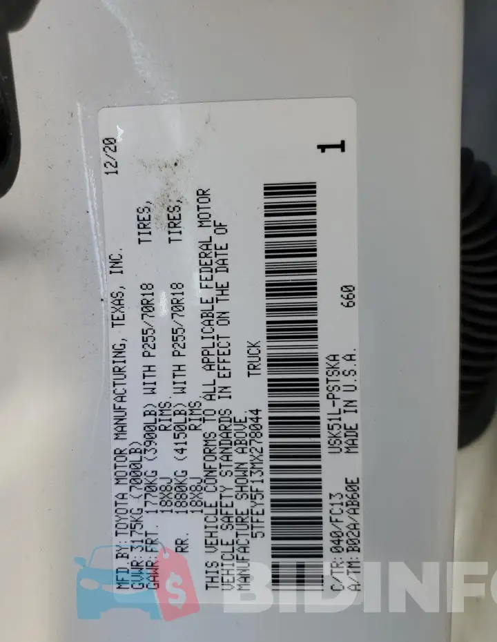 5TFEY5F13MX278044 Photo# 12