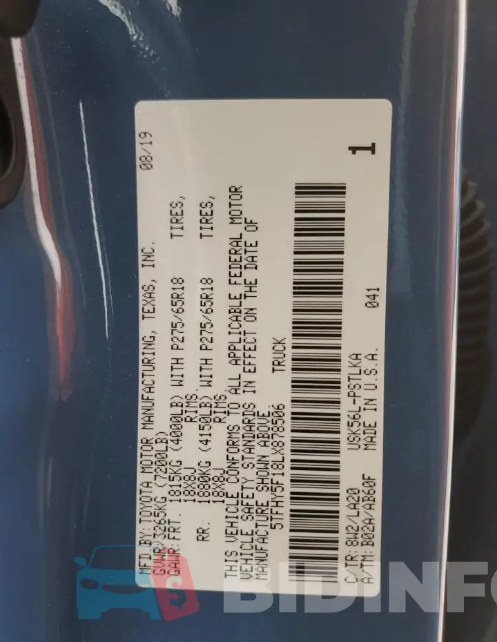 5TFHY5F18LX878506 Photo# 12