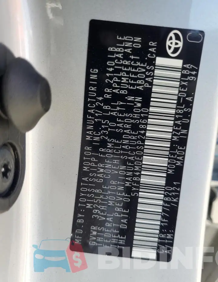 5YFB4MDE0SP248610 Photo# 12