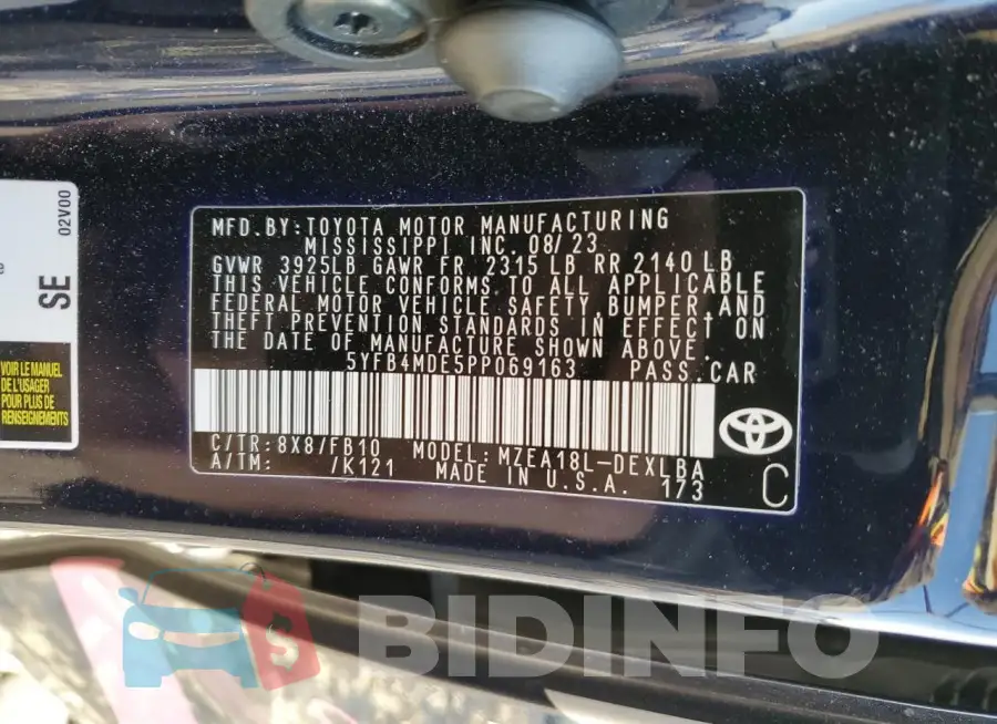 5YFB4MDE5PP069163 Photo# 12