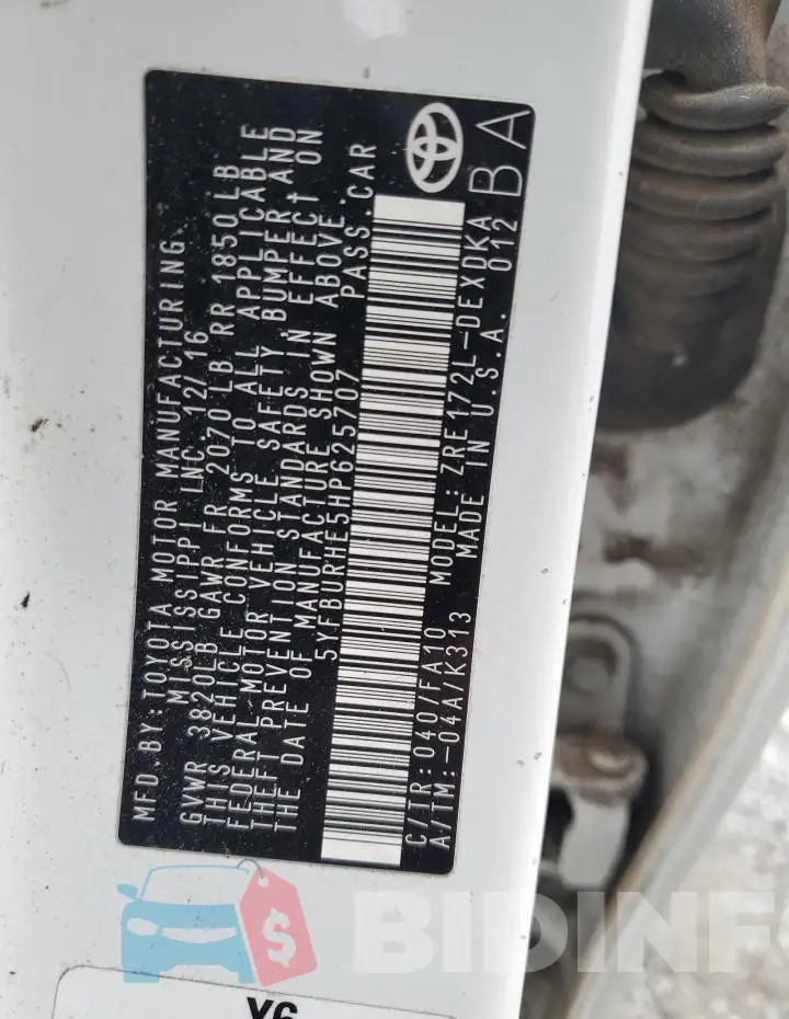 5YFBURHE5HP625707 Photo# 12