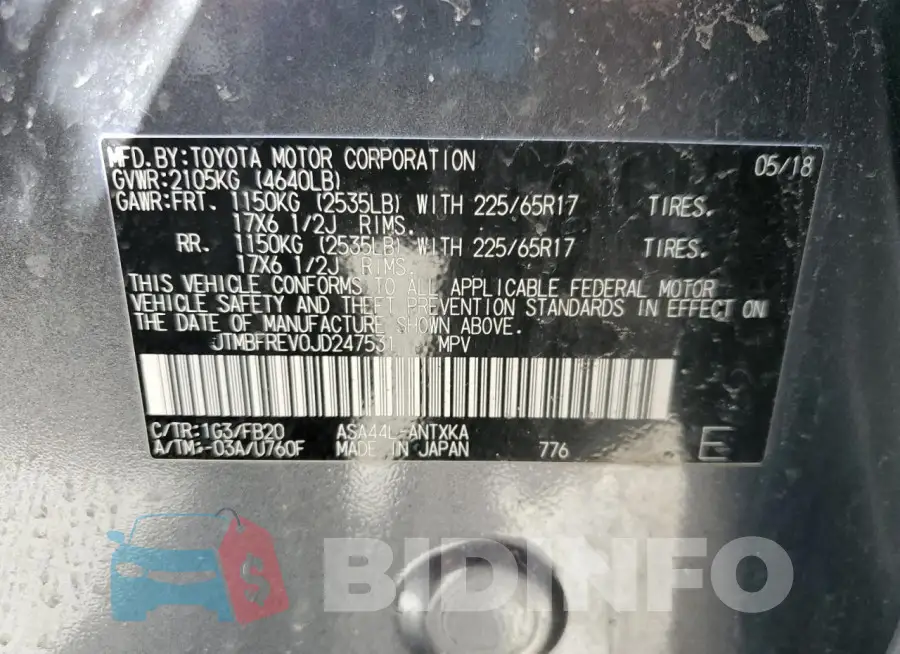 JTMBFREV0JD247531 Photo# 13