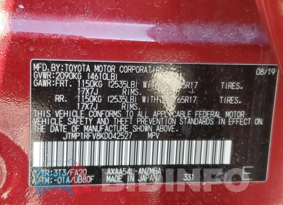 JTMP1RFV8KD042527 Photo# 14