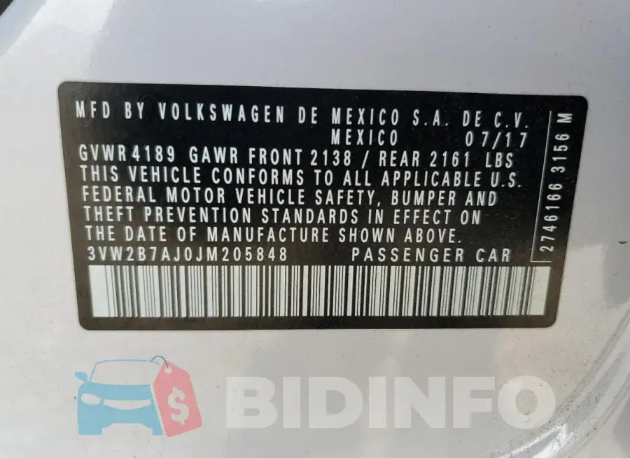 3VW2B7AJ0JM205848 Photo# 13