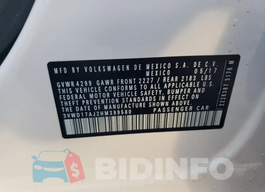 3VWD17AJ2HM399580 Photo# 12