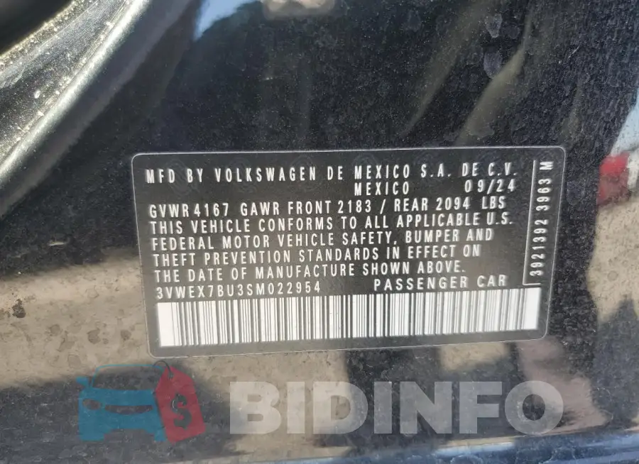 3VWEX7BU3SM022954 Photo# 12