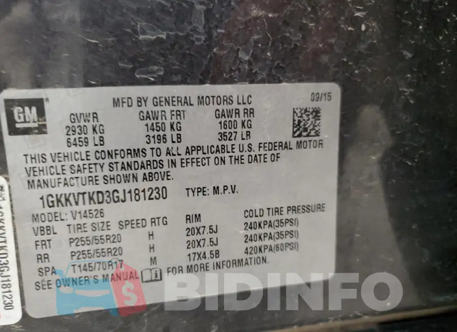 1GKKVTKD3GJ181230 Photo# 13