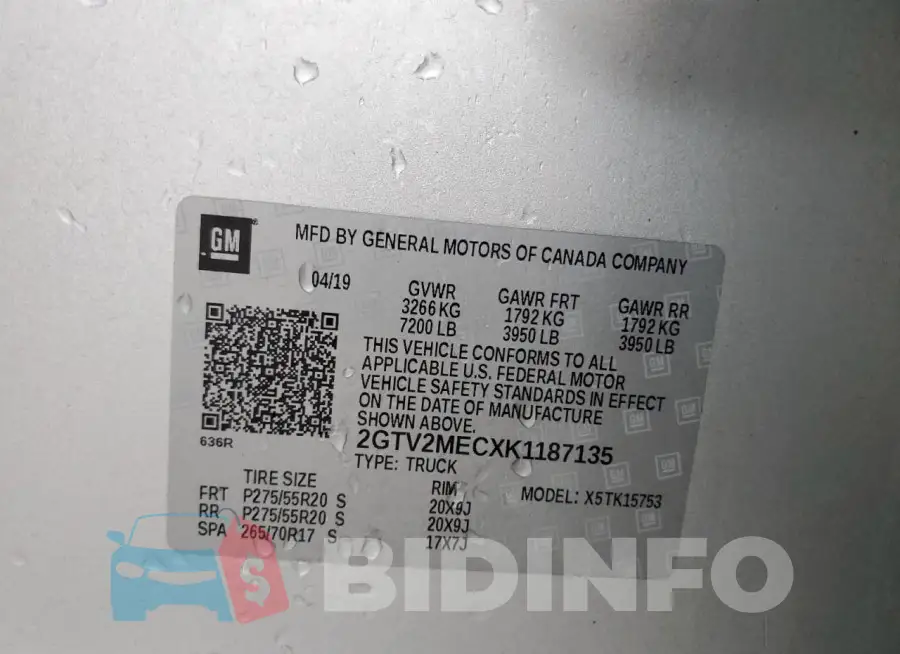 2GTV2MECXK1187135 Photo# 12