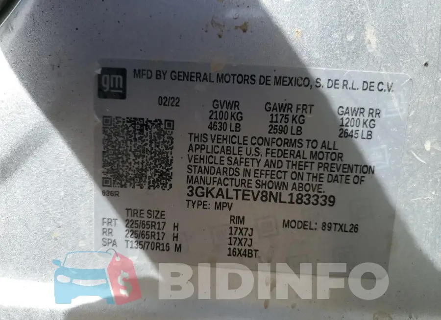 3GKALTEV8NL183339 Photo# 13