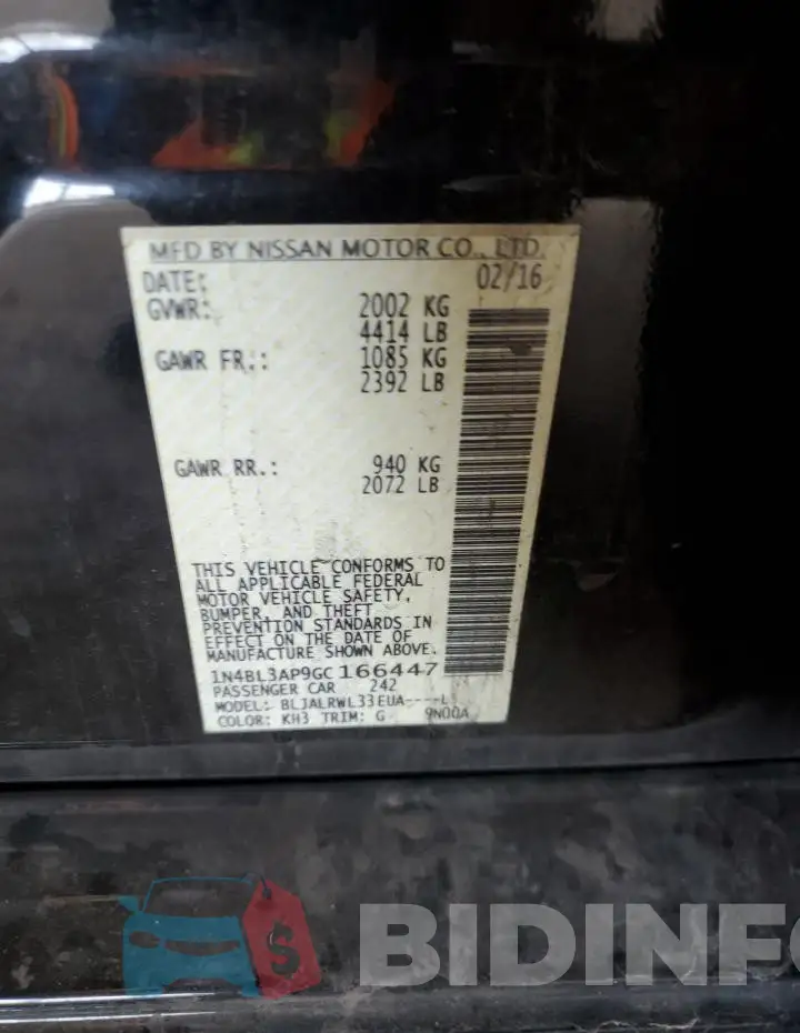 1N4BL3AP9GC166447 Photo# 12