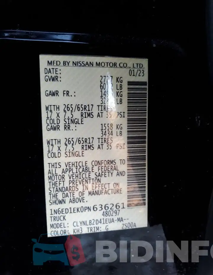 1N6ED1EK0PN636261 Photo# 12