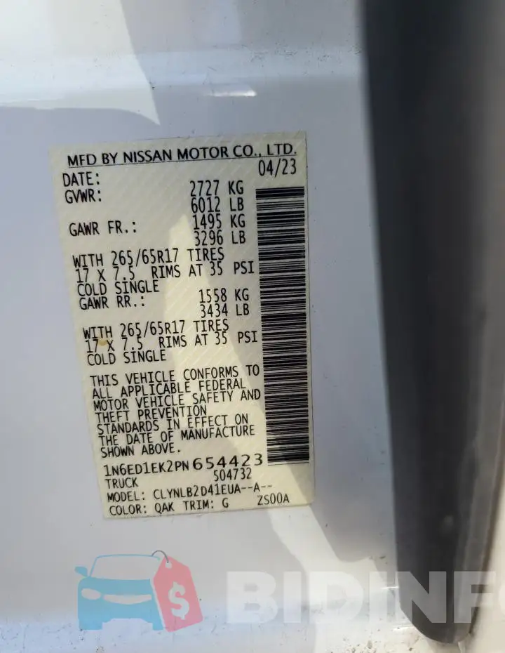 1N6ED1EK2PN654423 Photo# 12
