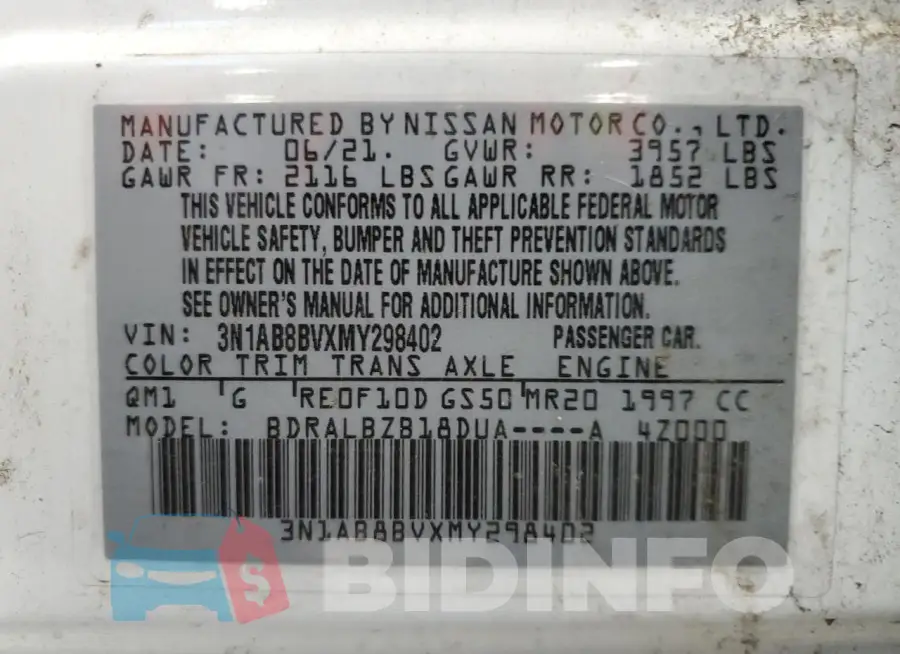 3N1AB8BVXMY298402 Photo# 12