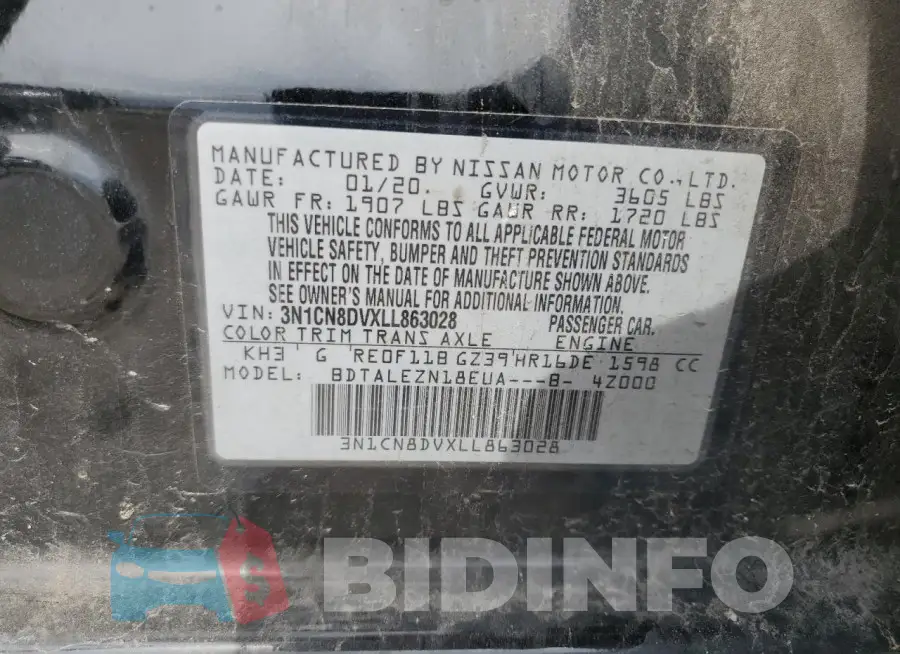 3N1CN8DVXLL863028 Photo# 12