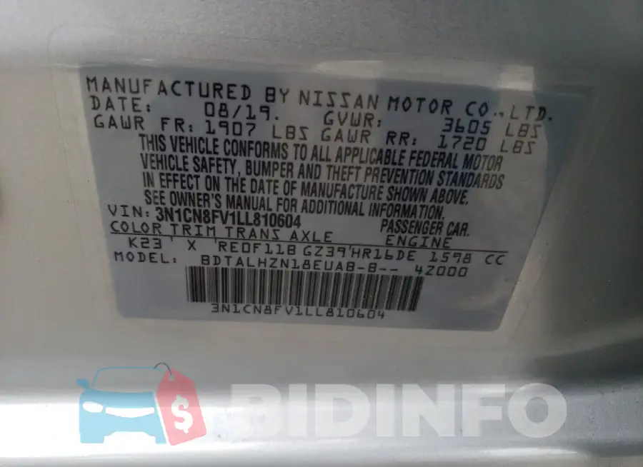 3N1CN8FV1LL810604 Photo# 12