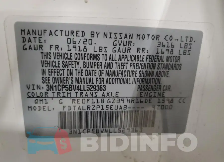 3N1CP5BV4LL529363 Photo# 13