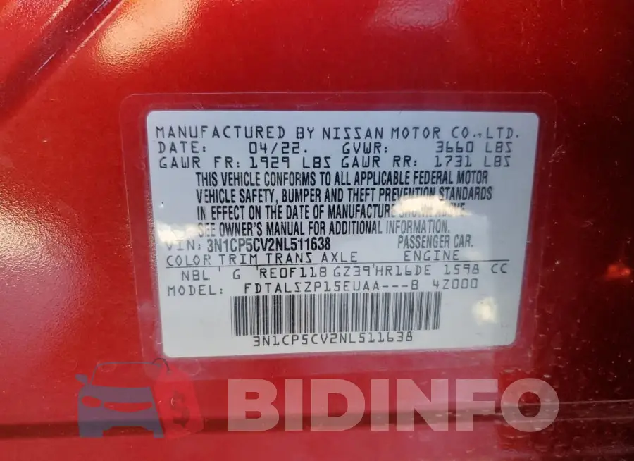 3N1CP5CV2NL511638 Photo# 13