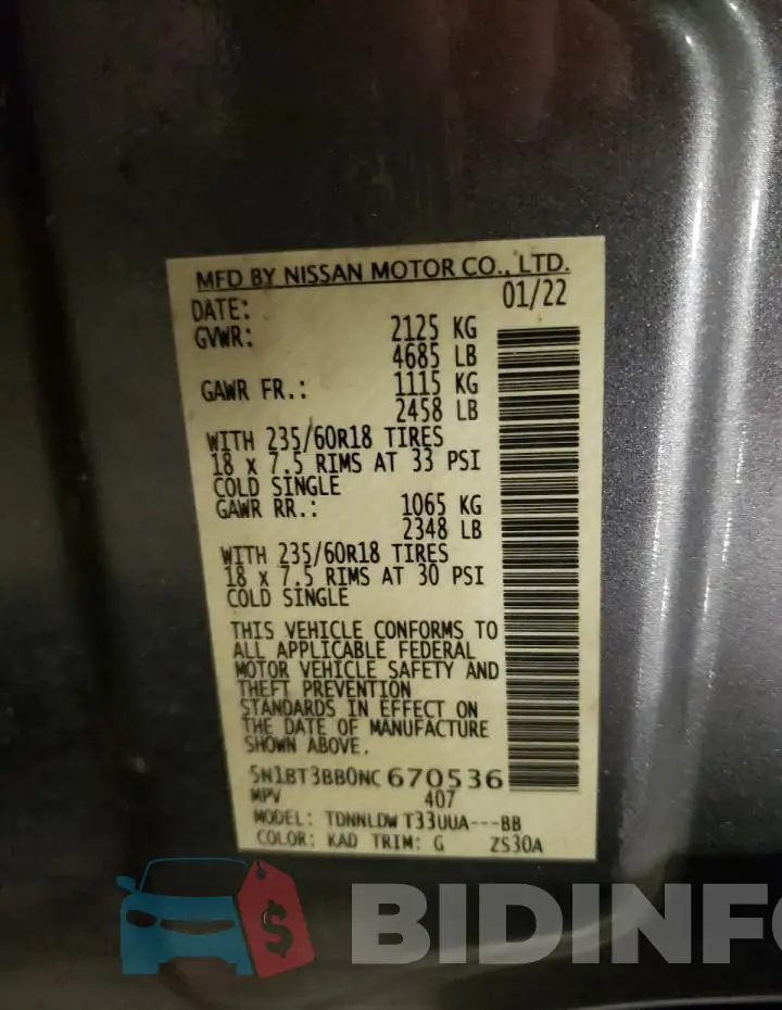 5N1BT3BB0NC670536 Photo# 13