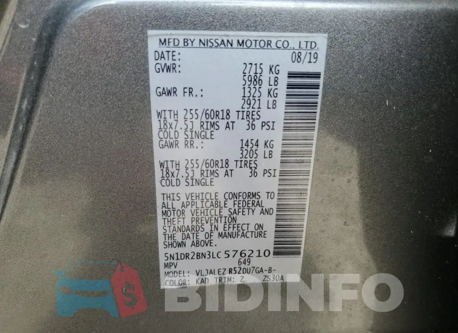 5N1DR2BN3LC576210 Photo# 14