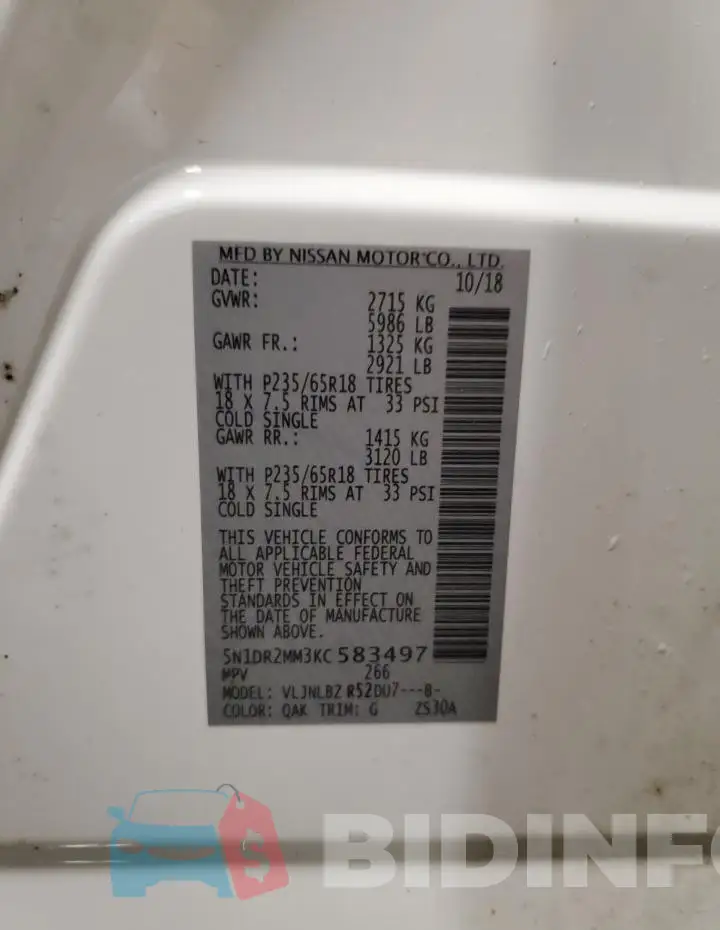 5N1DR2MM3KC583497 Photo# 14