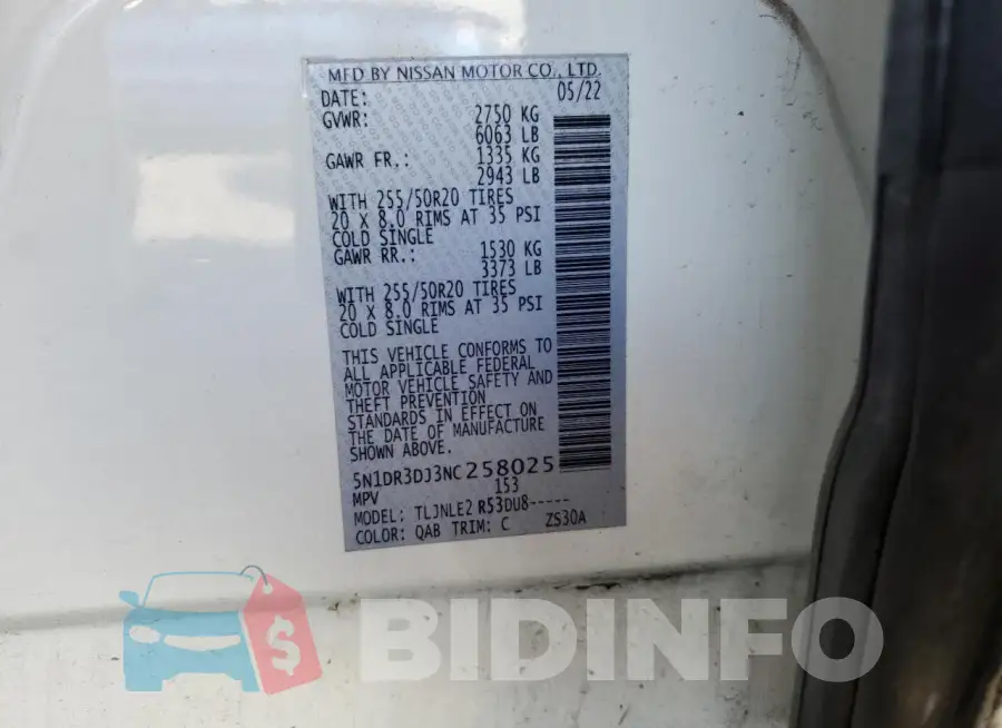 5N1DR3DJ3NC258025 Photo# 14