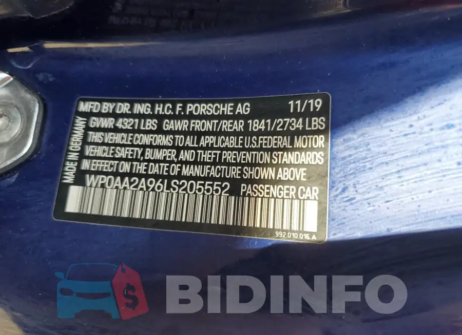 WP0AA2A96LS205552 Photo# 12