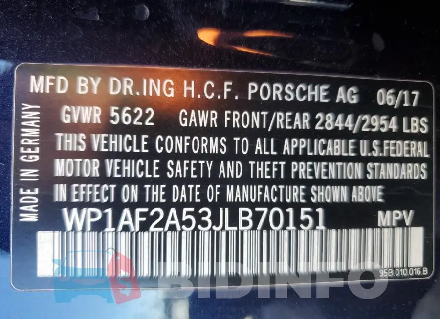 WP1AF2A53JLB70151 Photo# 13