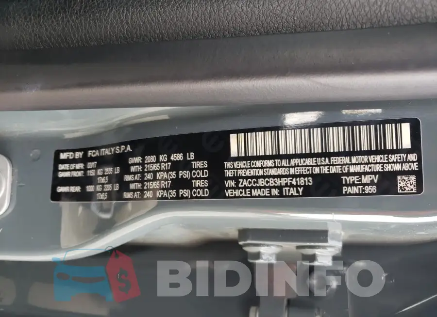 ZACCJBCB3HPF41813 Photo# 13