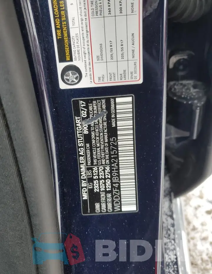WDDZF4JB9HA215725 Photo# 12