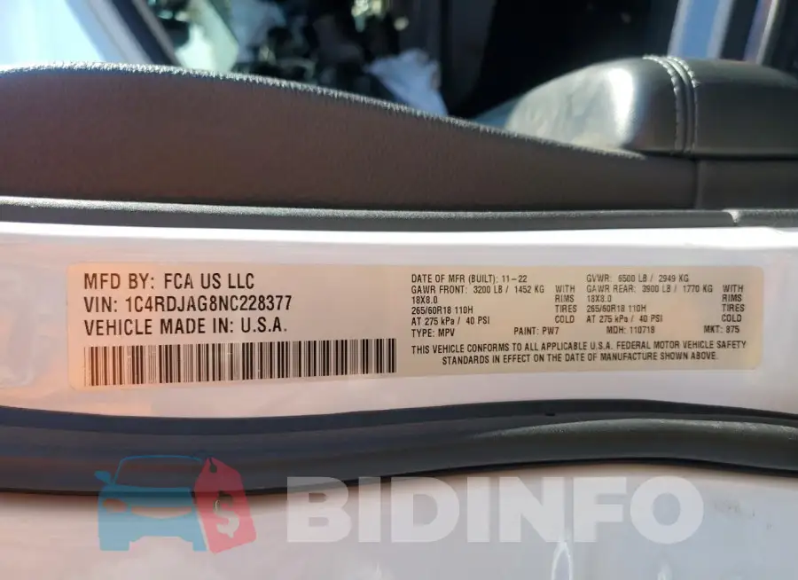 1C4RDJAG8NC228377 Photo# 13
