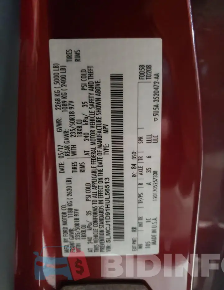 5LMCJ1D91HUL56513 Photo# 14