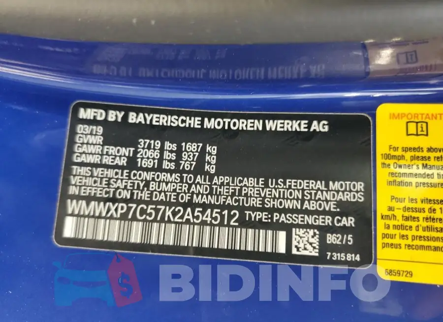 WMWXP7C57K2A54512 Photo# 14