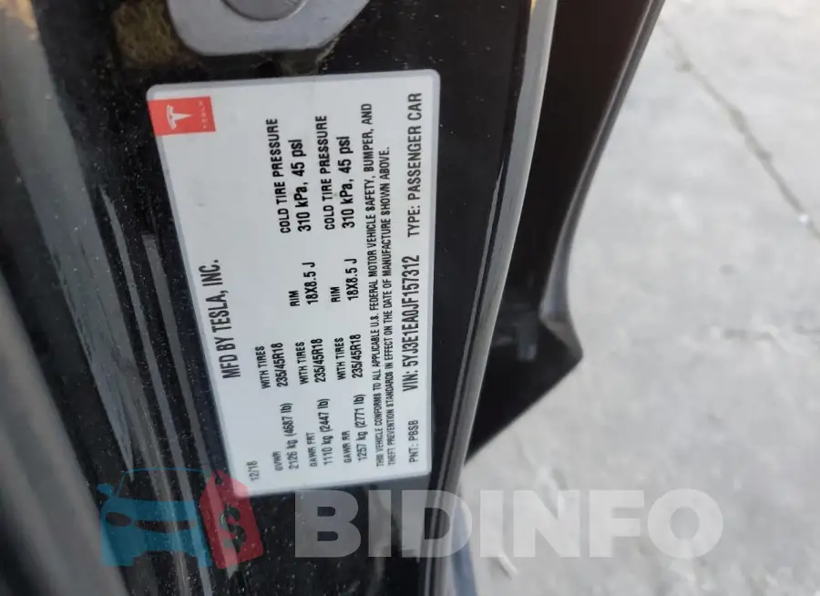 5YJ3E1EA0JF157312 Photo# 13