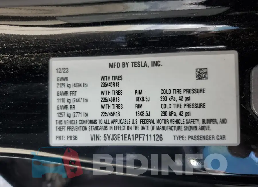 5YJ3E1EA1PF711126 Photo# 12