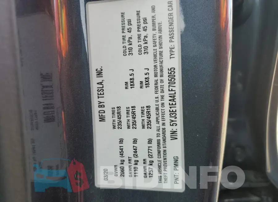 5YJ3E1EA4LF705055 Photo# 13