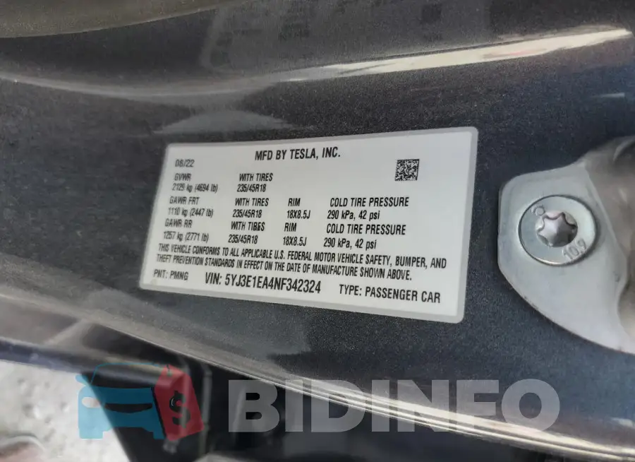 5YJ3E1EA4NF342324 Photo# 13