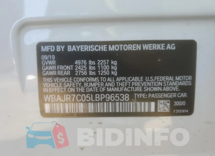 WBAJR7C05LBP96538 Photo# 13