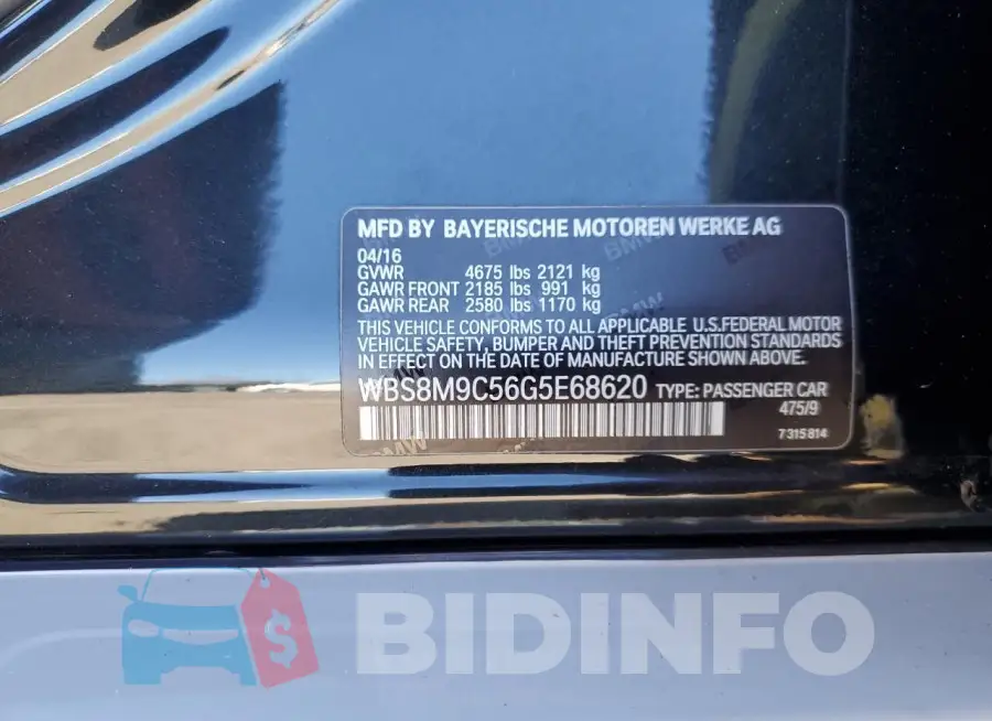 WBS8M9C56G5E68620 Photo# 12