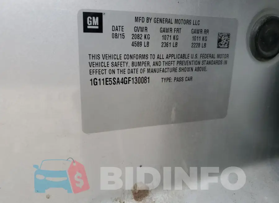 1G11E5SA4GF130081 Photo# 12