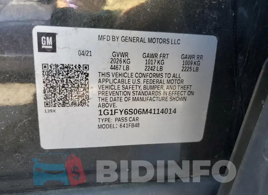 1G1FY6S06M4114014 Photo# 12