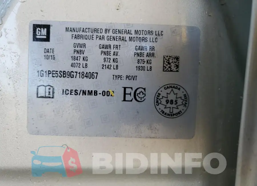 1G1PE5SB9G7184067 Photo# 12