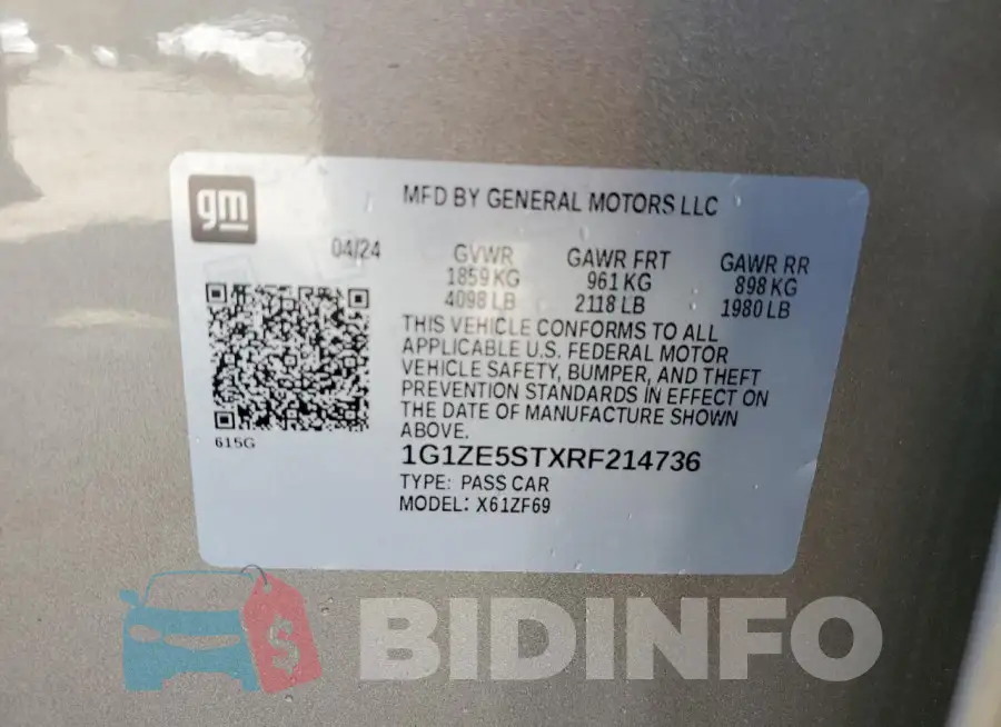 1G1ZE5STXRF214736 Photo# 12