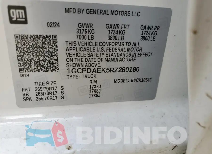 1GCPDAEK5RZ260180 Photo# 13