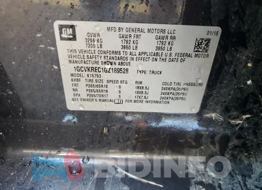 1GCVKREC1GZ189528 Photo# 12