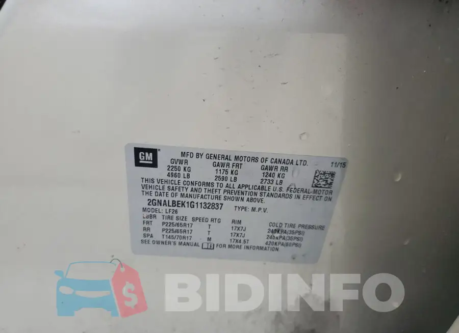 2GNALBEK1G1132837 Photo# 12