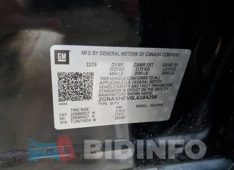 2GNAXHEV6L6184298 Photo# 13