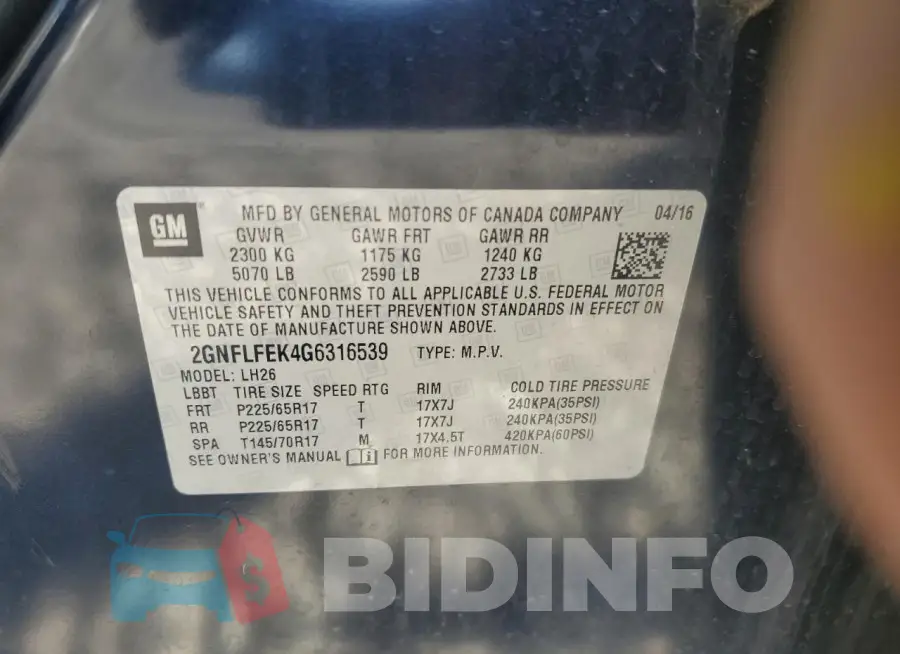 2GNFLFEK4G6316539 Photo# 13